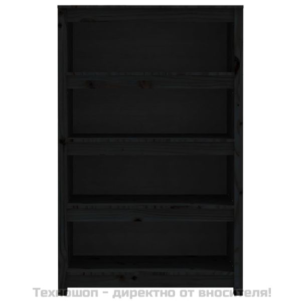 Библиотека, черна, 80x35x126 см, бор масив