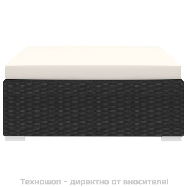 Модулна табуретка с възглавница, 1 бр, полиратан, черна