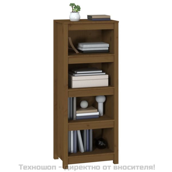 Библиотека, меденокафява, 50x35x125,5 см, бор масив