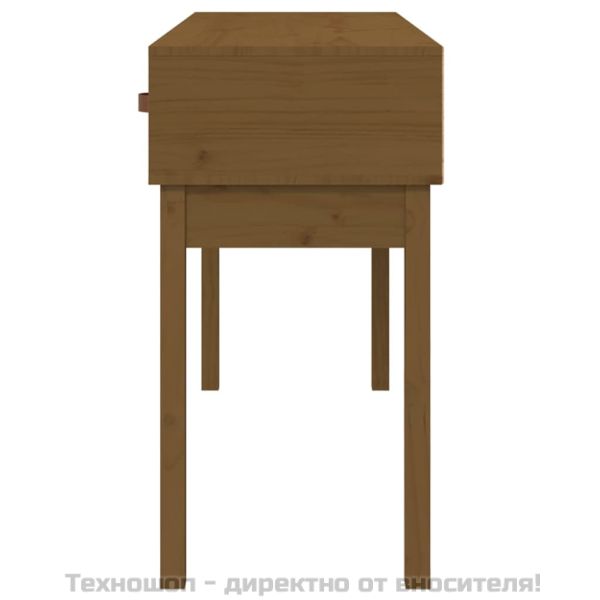 Конзолна маса, меденокафява, 114x40x75 см, борово дърво масив