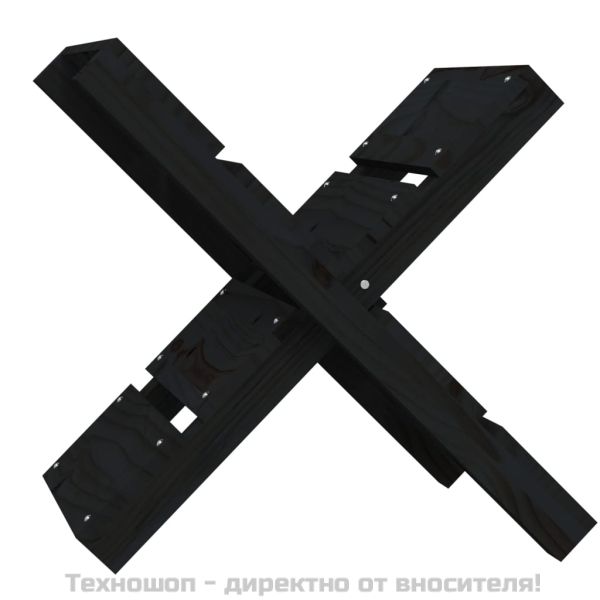 Поставка за дърва, черна, 47x39,5x48 см, борово дърво масив