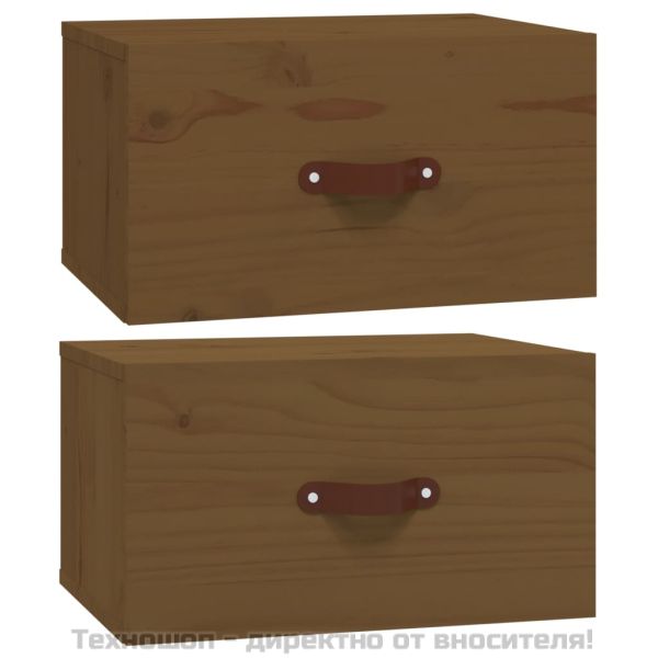 Нощни шкафчета за стенен монтаж 2 бр меденокафяви 40x29,5x22 см