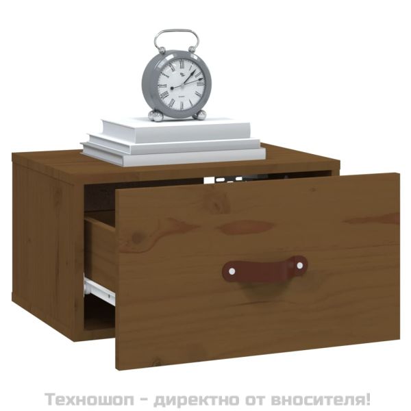 Нощни шкафчета за стенен монтаж 2 бр меденокафяви 40x29,5x22 см