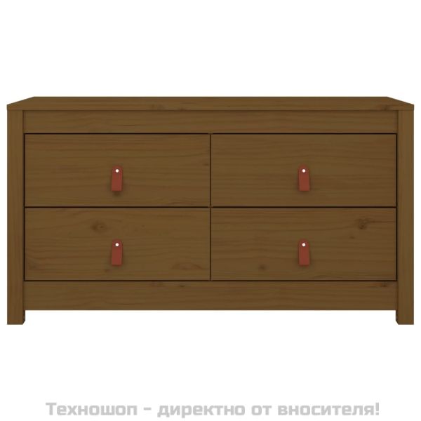 Страничен шкаф, меденокафяв, 100x40x54 см, борово дърво масив