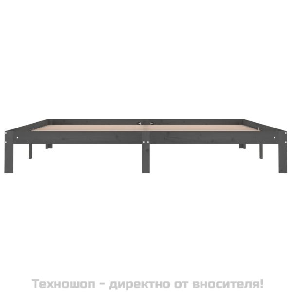 Рамка за легло, сива, бор масив, 200х200 см