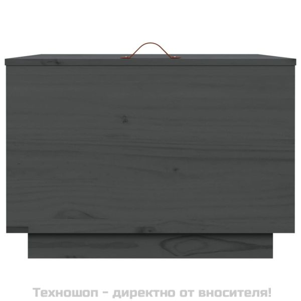 Кутии за съхранение с капаци 3 бр сиви борова дървесина масив