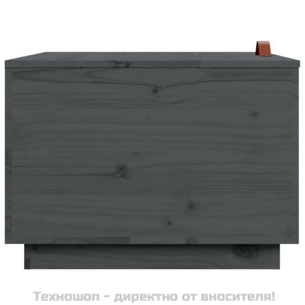 Кутии за съхранение с капаци 3 бр сиви борова дървесина масив