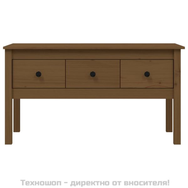 Кафе маса, меденокафява, 102x49x55 см, борово дърво масив