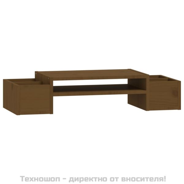 Поставка за монитор, меденокафява, 70x27,5x15 см, бор масив