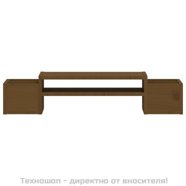 Поставка за монитор, меденокафява, 70x27,5x15 см, бор масив