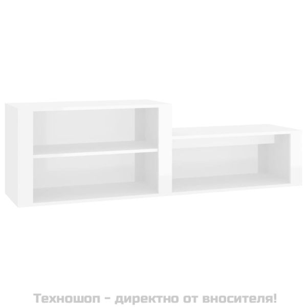 Шкаф за обувки, бял гланц, 150x35x45 см, инженерно дърво