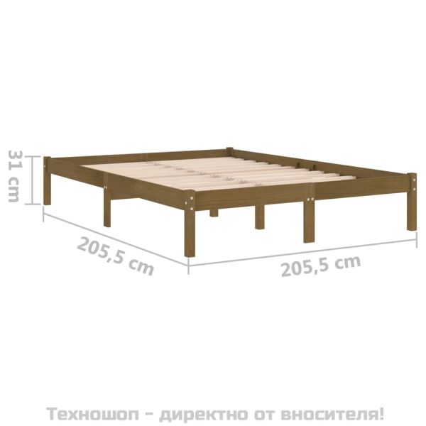 Рамка за легло без матрак, меденокафяв 200x200 см масивно дърво