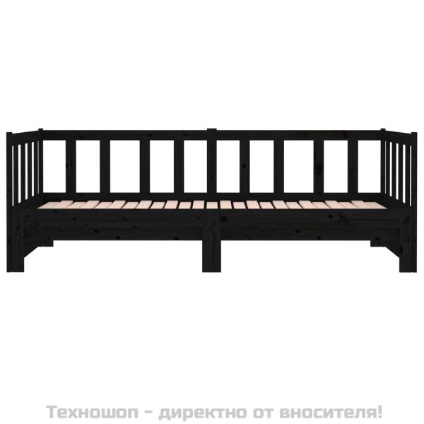 Разтегателно дневно легло, черно, 2x(90x190) см, бор масив