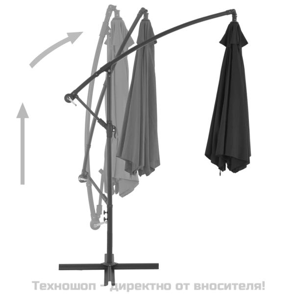 Конзолен градински чадър с алуминиев прът, 300 см, черен