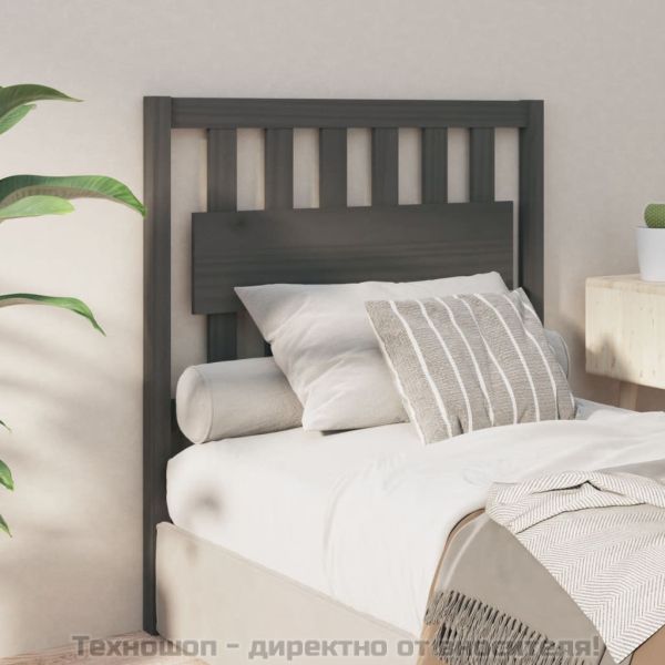 Горна табла за легло, сива, 95,5x4x100 см, бор масив