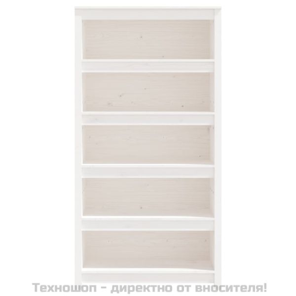 Библиотека, бяла, 80x35x154 см, борово дърво масив