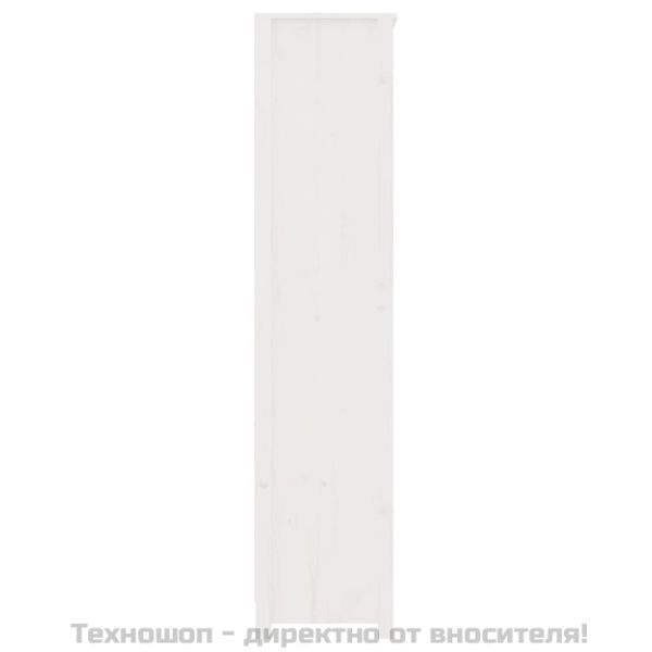 Библиотека, бяла, 80x35x154 см, борово дърво масив