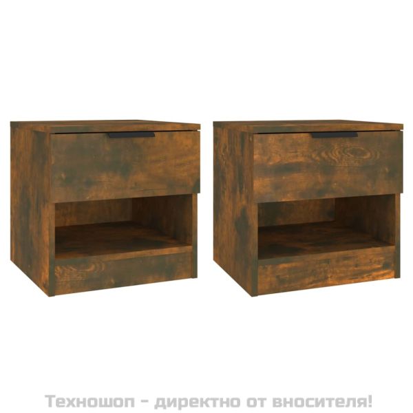 Нощни шкафчета, 2 бр, Опушен дъб, инженерно дърво