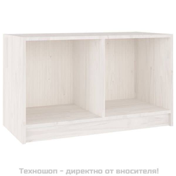 ТВ шкаф, бял, 70x33x42 см, бор масив