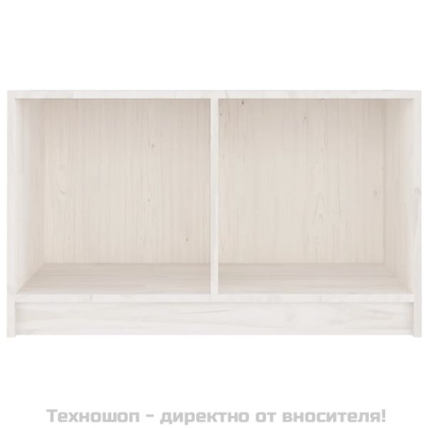 ТВ шкаф, бял, 70x33x42 см, бор масив