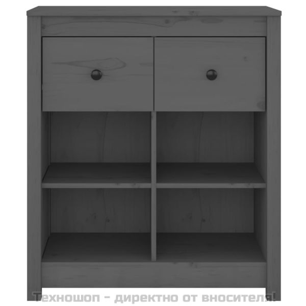 Сайдборд, сив, 70x35x80 см, бор масив
