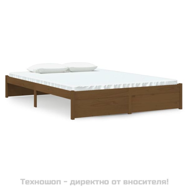 Рамка за легло, меденокафява, масивно дърво, 140x190 см