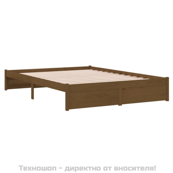 Рамка за легло, меденокафява, масивно дърво, 140x190 см