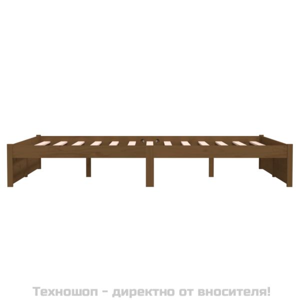 Рамка за легло, меденокафява, масивно дърво, 140x190 см