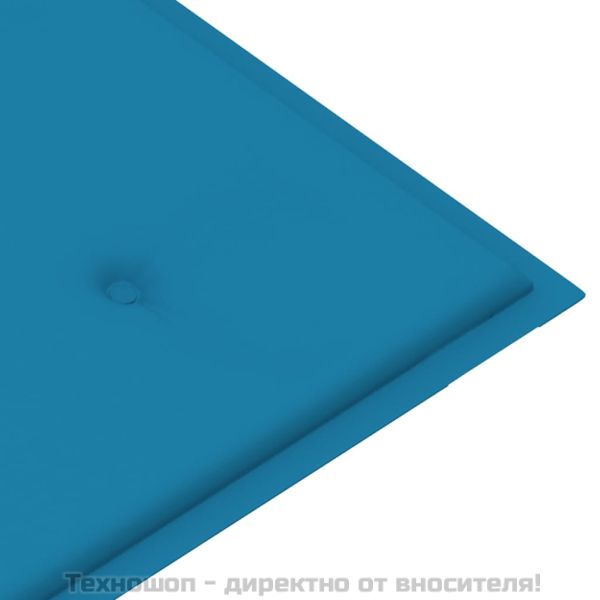 Възглавница за градинска пейка синя 180x50x3 см оксфорд плат
