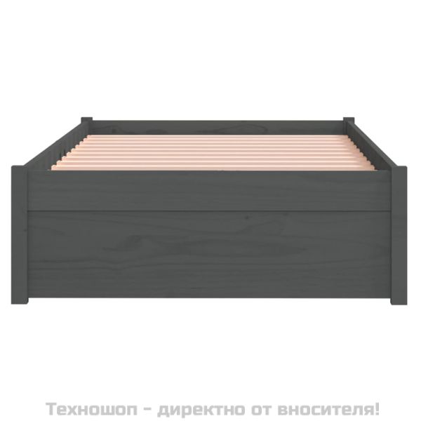 Рамка за легло, сива, дърво масив, 75x190 см, Small Single