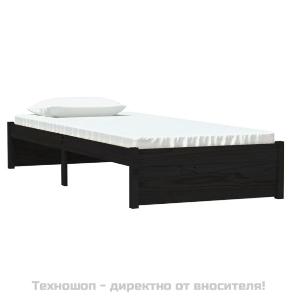 Рамка за легло черна масивно дърво 75x190 см Small Single