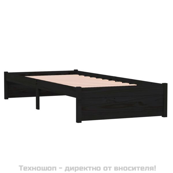 Рамка за легло черна масивно дърво 75x190 см Small Single