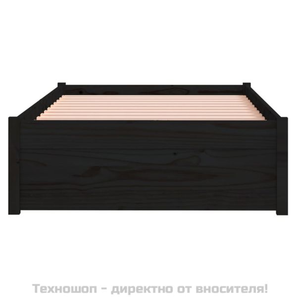 Рамка за легло черна масивно дърво 75x190 см Small Single