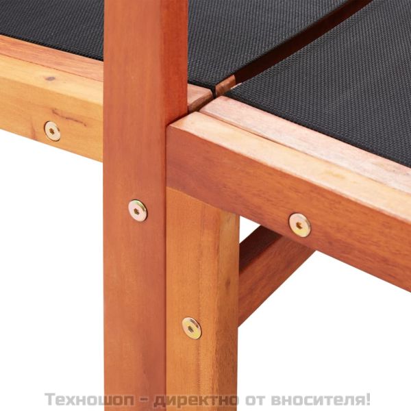 Градински стол с подложка за крака, евкалипт масив и textilene