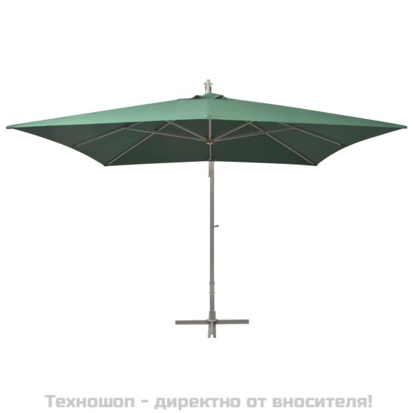 Окачен чадър, 300x300 см, зелен, алуминиев прът