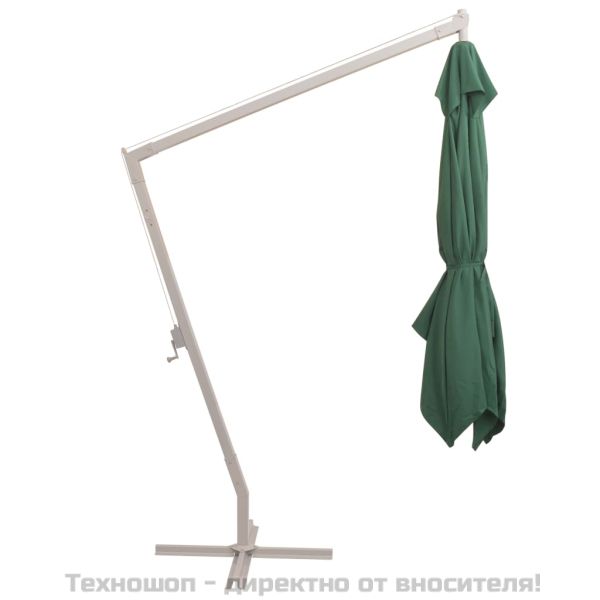 Окачен чадър, 300x300 см, зелен, алуминиев прът
