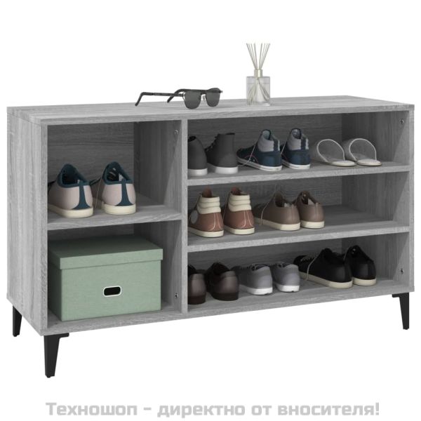 Шкаф за обувки, сив сонома, 102x36x60 см, инженерно дърво