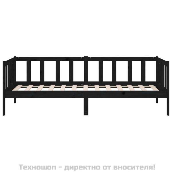 Дневно легло, черно, 90x190 см, борово дърво масив