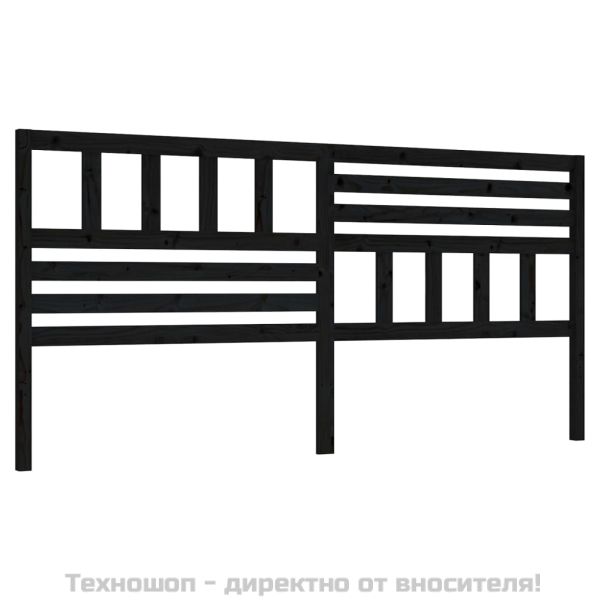 Горна табла за легло, черна, 186x4x100 см, бор масив