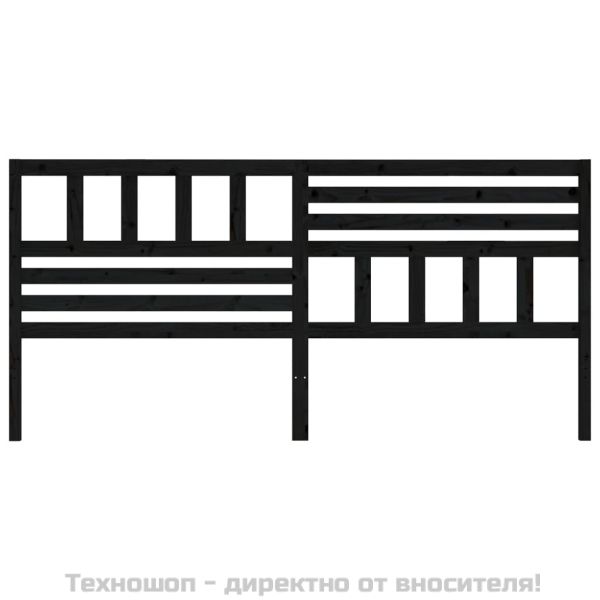 Горна табла за легло, черна, 186x4x100 см, бор масив