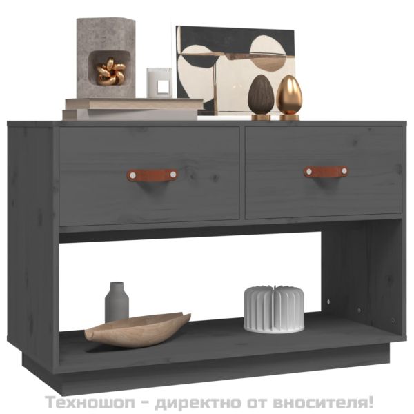 ТВ шкаф, сив, 90x40x60 см, бор масив