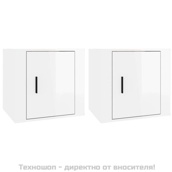 Нощни шкафчета, 2 бр, бял гланц, 50x39x47 см