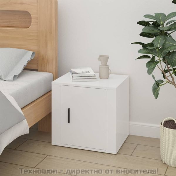 Нощни шкафчета, 2 бр, бял гланц, 50x39x47 см