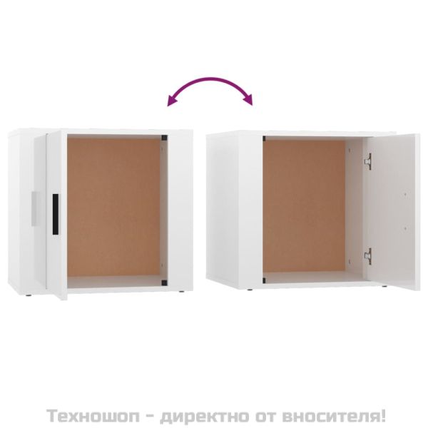 Нощни шкафчета, 2 бр, бял гланц, 50x39x47 см