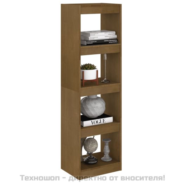 Библиотека/разделител за стая, меденокафява, 40x30x135,5см, бор