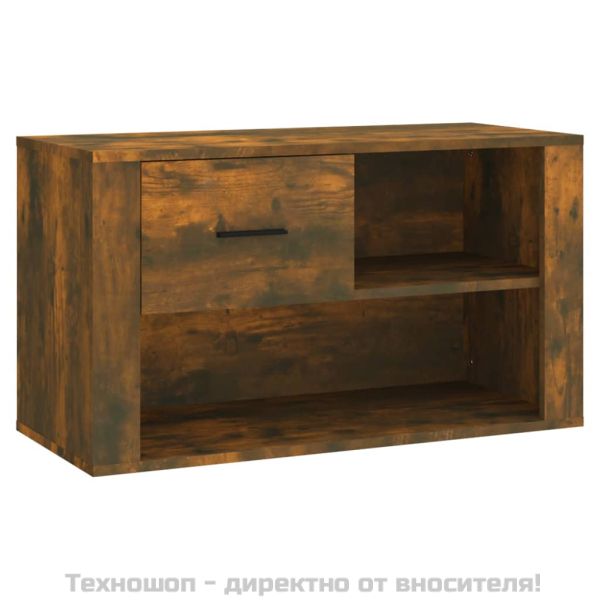 Шкаф за обувки, опушен дъб, 80x35x45 см, инженерно дърво