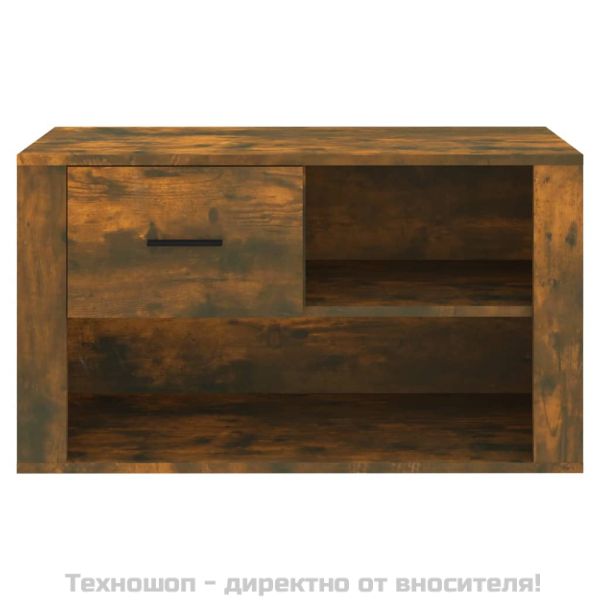 Шкаф за обувки, опушен дъб, 80x35x45 см, инженерно дърво