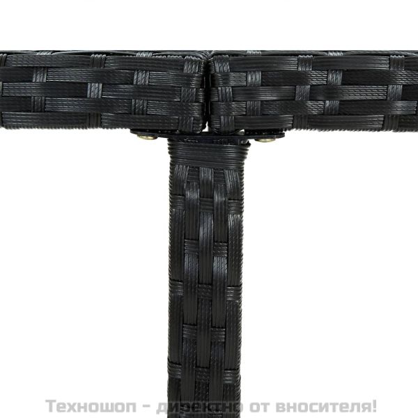 Градински комплект с възглавници, 5 части, черен полиратан