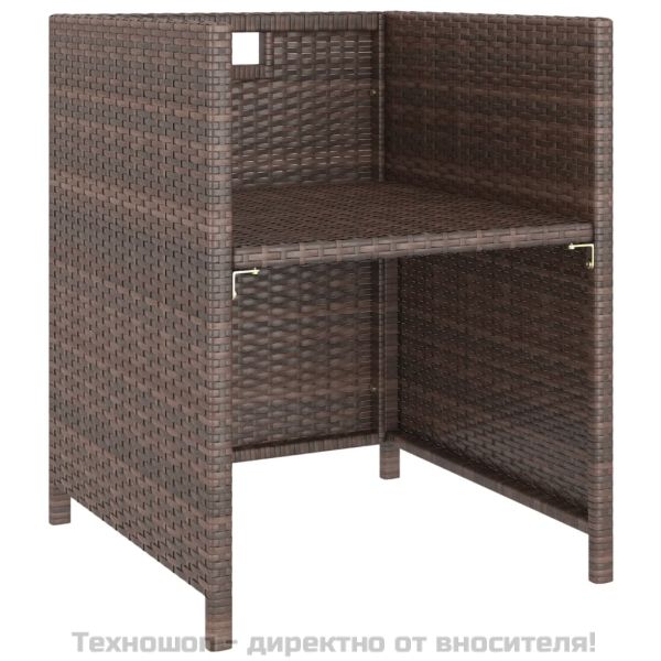 Градински комплект с възглавници, 6 части, кафяв полиратан