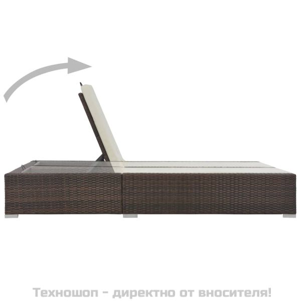 Двоен шезлонг, кафяв полиратан